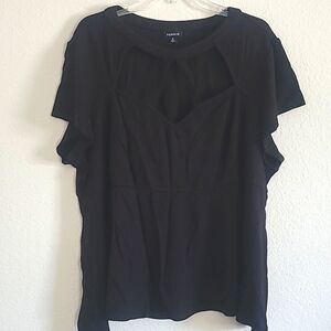 Torrid Black Elegant Lattice Front Peplum Women's Top Size 5 (5X)